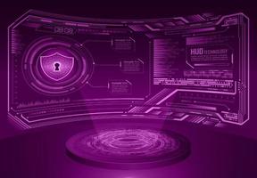 Modern Holographic Lock Projected on Technology Background vector