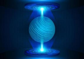 Modern Holographic Globe Projected on Technology Background vector