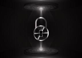 Modern Lock Holographic Projector on Technology Background vector