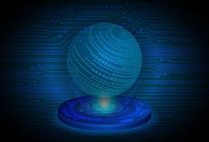 Modern Globe World Map Holographic Projector on Technology Background vector