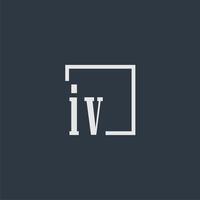 IV initial monogram logo with rectangle style dsign vector