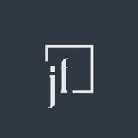 JF initial monogram logo with rectangle style dsign vector