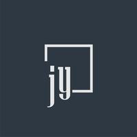 JY initial monogram logo with rectangle style dsign vector