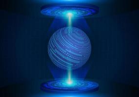 Modern Holographic Globe Projected on Technology Background vector