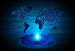 Modern Globe World Map Holographic Projector on Technology Background vector