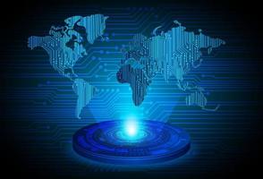Proyector holográfico de mapa mundial de globo moderno sobre fondo de tecnología vector