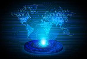 Proyector holográfico de mapa mundial de globo moderno sobre fondo de tecnología vector