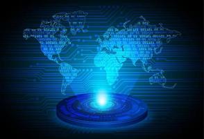 Modern Globe World Map Holographic Projector on Technology Background vector