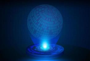 Modern Globe Holographic Projector on Technology Background vector