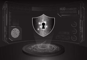 Modern Holographic Lock Projected on Technology Background vector