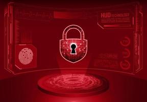 Modern Holographic Lock Projected on Technology Background vector