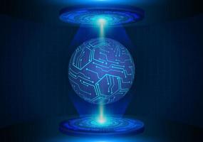 Modern Holographic Globe Projected on Technology Background vector