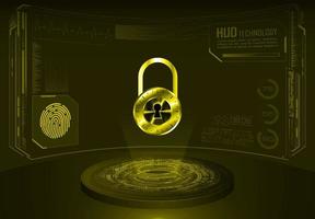 Modern Holographic Lock Projected on Technology Background vector