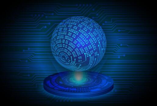 Modern Globe World Map Holographic Projector on Technology Background vector