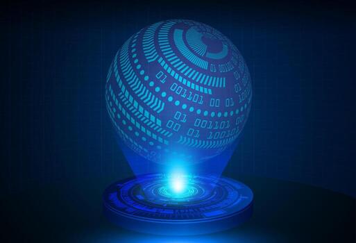 Modern Globe Holographic Projector on Technology Background vector