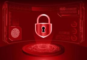 Modern Holographic Lock Projected on Technology Background vector