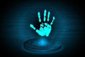 Modern Finger Print Holographic Projector on Technology Background vector