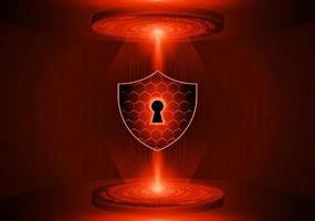 Modern Lock Holographic Projector on Technology Background vector