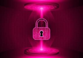 Modern Lock Holographic Projector on Technology Background vector