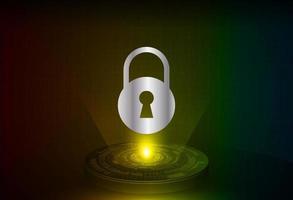 Modern Lock Holographic Projector on Technology Background vector