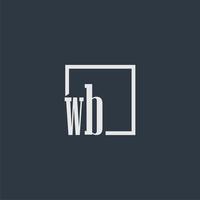 WB initial monogram logo with rectangle style dsign vector