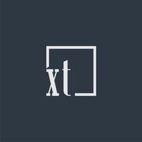 logotipo de monograma inicial xt con diseño de estilo rectangular vector