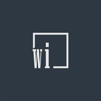 WI initial monogram logo with rectangle style dsign vector