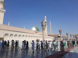 Medina, Saudi Arabia, Oct 2022 - A beautiful day view of the outer courtyard of Masjid Al Nabawi, Medina. photo