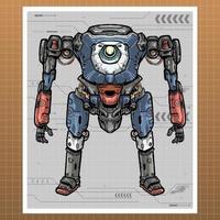 mecha robot controller builded by head arm body leg weapon illustration