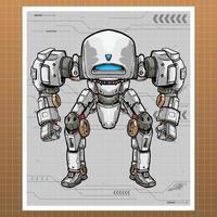 mecha robot control builded by head arm body leg weapon illustration