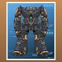mecha robot saber builded by head arm body leg weapon illustration