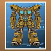 mecha robot war builded by head arm body leg weapon illustration vector