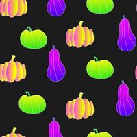 Seamless pattern of acid pumpkins. Pumpkins pattern in psychedelic colors. vector