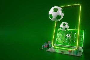 football balls object, sport ball design, football element concept, 3d illustration, abstract football technology, smartphone mobile screen, green grass field, online sport live, casino sport business photo