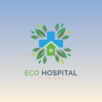 eco green nature cross medical hospital logo template design for brand or company and other vector