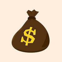 icono de bolsa de dinero estilizado de dibujos animados vector