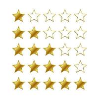 Gold Star Rating System 1 to 5 Isolated Vector Template