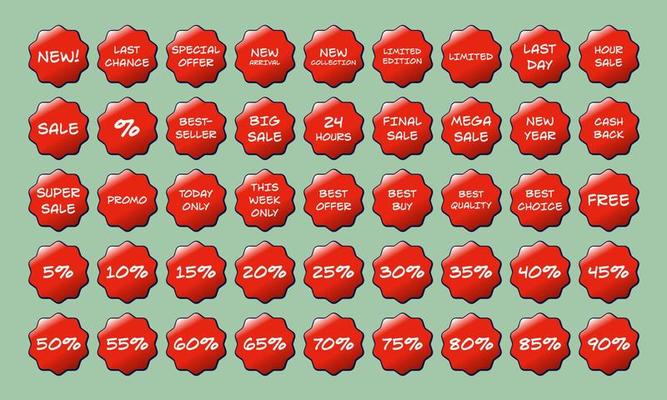 Web Shop Retro Sale Tag Vector Icon Set
