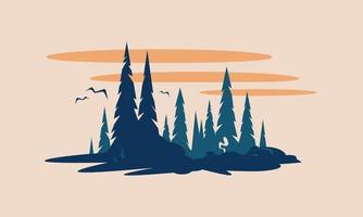 Forest Hiking Travel Landscape Retro Postcard Design vector