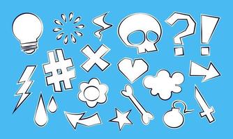 Cartoony Comic Stickers Collection - Emoticons Set vector