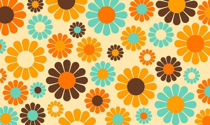 Abstract Retro Flower Wallpaper Vector Pattern