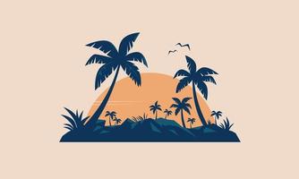 Tropical Island Landscape Retro Postcard Design vector