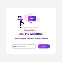 Subscription to newsletter pop up banner template in flat design vector