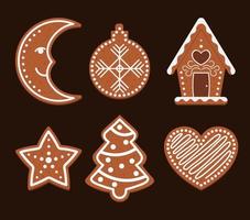 colección de galletas de jengibre de navidad ilustración vectorial en estilo plano vector