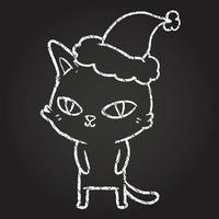 dibujo de tiza de gato navideño vector