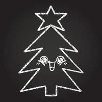 dibujo de tiza del árbol de navidad vector