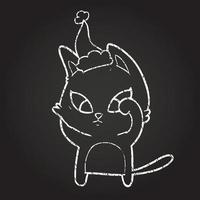 Christmas Cat Chalk Drawing vector