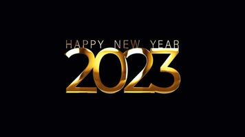 Loop 2023 Happy New Year golden text animation video