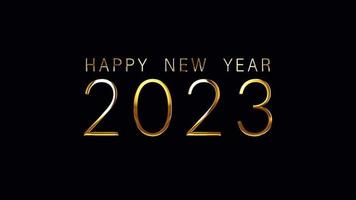 2023 Happy New Year golden text with light motion video
