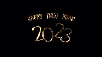 Happy New Year 2023 golden star flickering text video